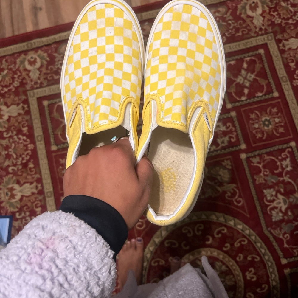 Yellow Checkered Slip-On vans